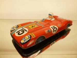 Y JAPAN - TIN TOYS FERRARI RACING CAR #15 - RED L23.5cm friction GOOD CONDITION - Picture 1 of 8