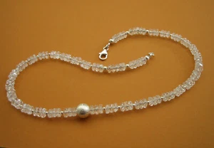 Bergkristall Edelsteinkette 46 cm lang Karabiner und Design-Elemente 925 Silber - Bild 1 von 8