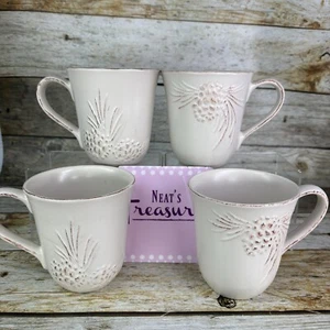 Gander Mountain MTN PINECONES Rustikal Creme Keramik 12 Unzen Kaffeetassen Tassen Set 4 - Bild 1 von 17