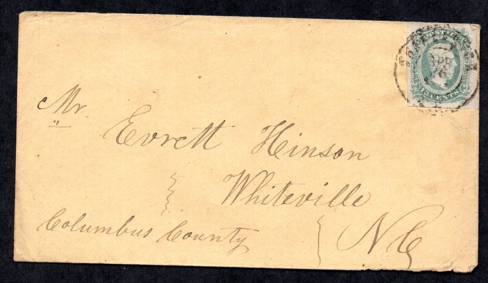 US 1863 CIVIL WAR CONFEDERATE SOLDIER COVER FRANKED SC. #12c TIED CHARLESTON S.C - Image 1 of 3