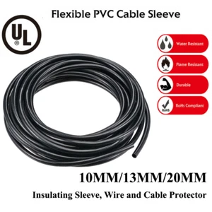 PVC Tubing Plastic Insulation Wire Harness Protect Black Hose Chemical Resistant - Picture 1 of 11