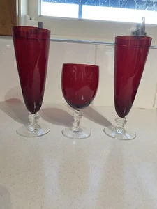 Red Ruby Glass Set (x3) - Picture 1 of 2