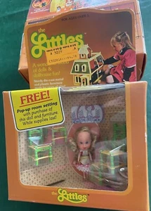 VINTAGE 1980 Mattel LITTLES DOLLHOUSE Die-cast FURNITURE W/Belinda DOLL Set NIOB - Picture 1 of 4