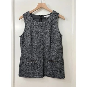 CAbi Women's Cece Shell Sleeveless Tweed Top Herringbone Black Gray #993 Size M - Picture 1 of 7