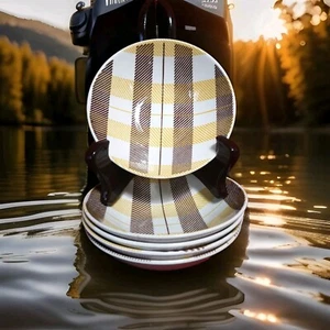 Juego de 5 fruteros Homer Laughlin Highland a cuadros marrón/amarillo 5,25" D - Imagen 1 de 6