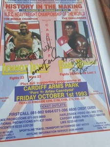 Lennox Lewis And Frank Bruno Dual Signed 14 X 8 Poster Woth Coa - Picture 1 of 2