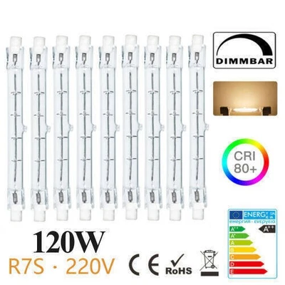 10x Halogen R7s 120W = 150W 118mm Halogenstab warmweiß 2900K dimmbar - Bild 1 von 3