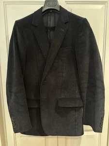 DIOR HOMME HEDI SLIMANE BLACK COTTON CORDUROY SUIT 2PC JACKET & TROUSERS SIZE 46 - Picture 1 of 15