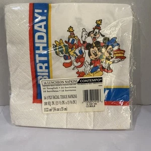 Vintage Happy Birthday Walt Disney Napkins New In Package Mickey Mouse Contempo - Bild 1 von 3