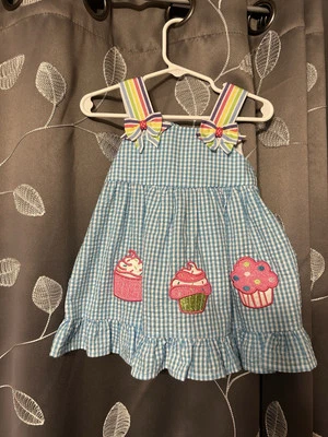 Cupcake arco iris azul y blanco - Vestido de fiesta de 12 meses - Cumpleaños infantil Foto 1 de 4