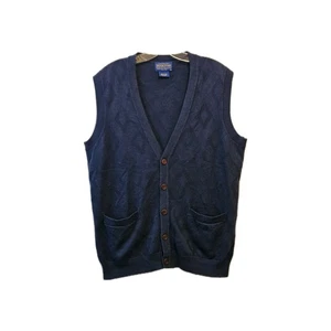 EUC Pendelton Sweater Vest Men's Size Medium Blue 100% Cotton V-Neck Button Up - Picture 1 of 4