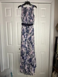 Kay Unger Luisa Pleated Gown Maxi Belted Pastel Sleeveless Dress Formal NWT 10 - Picture 1 of 14