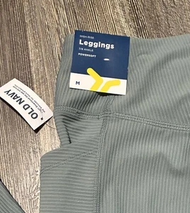 NUEVO CON ETIQUETAS OLD NAVY Leggings Activos de tiro alto Powersoft 7/8 Tobillo Acanalados Verde Talla Med - Imagen 1 de 5