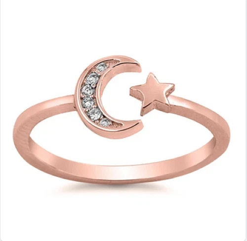 Anillo Cristal Estrella Luna Oro Rosa Foto 1 de 1