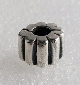 Pandora Ribbed Clip Spacer Bead 925 ALE Sterling Silver Charm Hinged Opens - Picture 1 of 6
