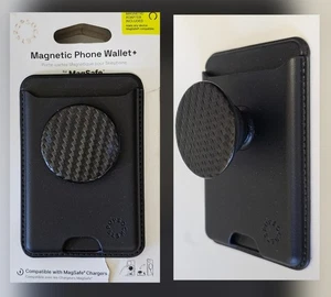 Cartera Popsockets GENUINA + PopGrip MagSafe Cuero Negro - Imagen 1 de 4