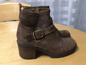 Lucky Brand "Ninnah" braun Leder abgenutzt Biker Motorrad Stiefel klobig Größe 7 M - Bild 1 von 14