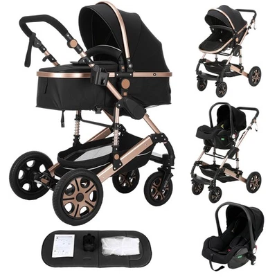 OYAJIA® Kombi-Kinderwagen 2in1-Set mit Babyschale Faltbar Buggy Reisebuggy, Grau - Bild 1 von 4