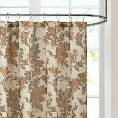 Bee & Willow Autumn Floral Shower Curtain Farmhouse Shabby Chic Brown Fall Decor - Image 1 of 3