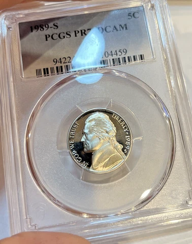 1989-S Jefferson Proof 5c ~ PCGS PR70 DCAM ~ Perfect Grade ~ NFC Slab ~ AWESOME Cover