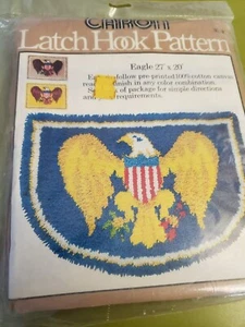 New Vintage CARON Latch Hook Pattern EAGLE #3019 20" x 27" Canvas Only NOS - Picture 1 of 4
