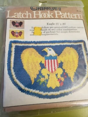 New Vintage CARON Latch Hook Pattern EAGLE #3019 20" x 27" Canvas Only NOS - Image 1 of 4