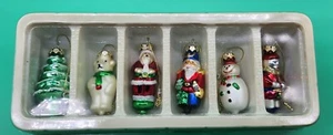Factory Packaged set of 5 Glass 2.5" Christmas ornaments Santa Tree Bear lot S1 - Picture 1 of 4