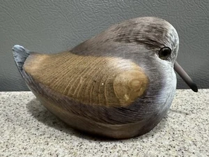 Vintage signierter David Berari handgeschnitzter Holz Ufer Vogel Köder Volkskunst 6”x3” - Bild 1 von 7