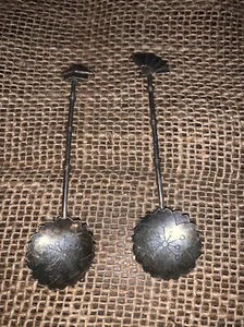 Japanese Vintage Sterling Silver (950) House/Fan Salt Spoons - Set of 2 - Picture 1 of 5