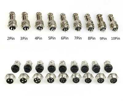 2Pin 8Pin 10Pin Chassis Socket Mic Microphone Plug Male Female GX16 Connector - Image 1 of 4