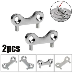 2X Stainless Boat Marine Fuel Gas Water Tank Deck Fill Waste Cap Key Plate Tool - Picture 1 of 12