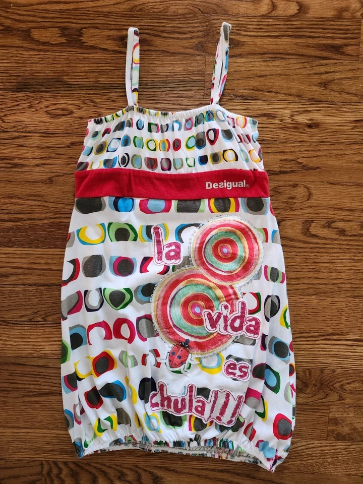 DESIGUAL Girls 7/8 Bubble Sundress White Red Multi - Image 1 of 4