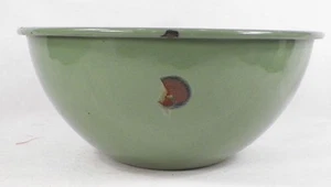 Graniteware Bowl Green & Tan Country Kitchen Collectible Vintage PRETTY - Picture 1 of 4