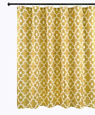 Extra Long Textured Fabric Shower Curtain 72 Inch W By 84 Inch L Gold - Image 1 of 4