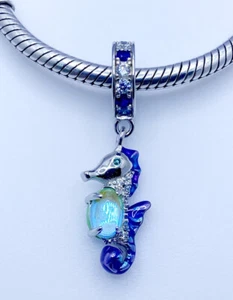 Beautiful Sea Horse Dangle Charm Sea Life Beach Genuine 925 Sterling Silver💖 - Picture 1 of 8