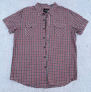 XXX Rude Button Down T Shirt Mens Large Checker Red Black Cotton Casual - Picture 1 of 13