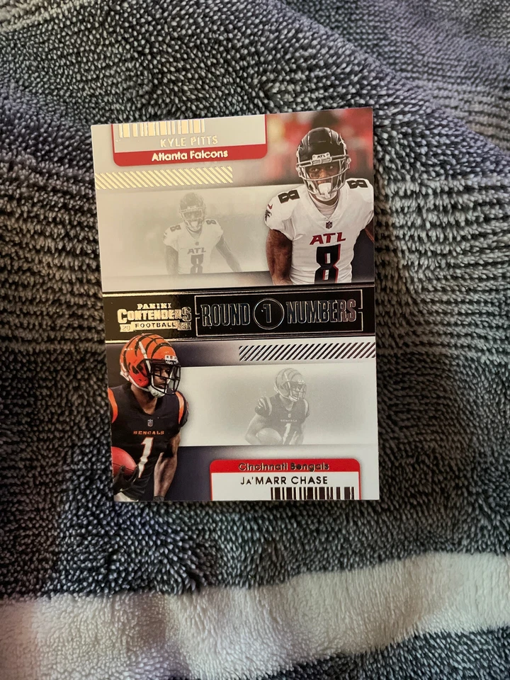 2021 Panini Contenders Ja'marr Chase Kyle Pitts Rookie Round 1 Numbers #RN-KPI - Image 1 of 2