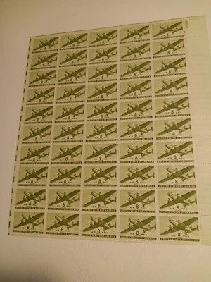 Scott #C26, Twin Motor Transport Plane Issue, Air Mail, 8c, MNH, Full Sheet - Image 1 of 2