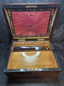 Antique Brass Mounted Mahogany Writing Box,Stationery Box C.1890 For Restoration - Picture 1 of 23