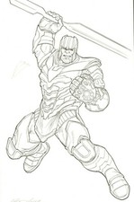 Thanos with GAUNTLET Original Art by Steve Kurth MARVEL INFINITY WAR DESTINY 