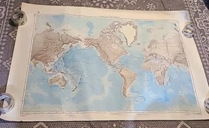 1960's Chart of World 36"x53" World Map Poster US Navy Oceanographic Office Vtg - Picture 1 of 20