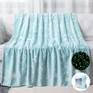 Glow in The Dark Stars Heart Blanket Gifts for Girls Boys,Soft Blanket 3-10 Year - Picture 1 of 12