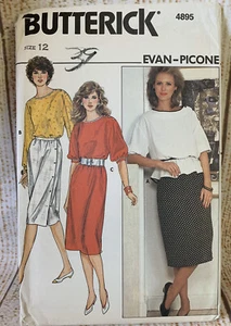 Butterick Sewing Pattern Evan Picone Size 12 New Old Stock Skirt And Dress - Picture 1 of 3