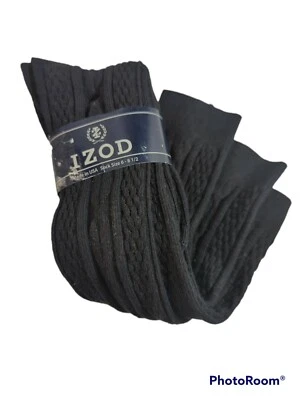 Pkg of 2 pair Izod Cable Knit Knee High Girls Socks Size 6-8.5 Black Made in USA - Изображение 1 из 4