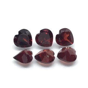 GARNET 6pcs Set 5.17ct Red Heart 6x6x3.6mm Approx Natural SI1 Clarity Madagascar - Picture 1 of 4