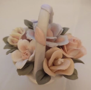 Vintage Miniature Flower Basket,4" Tall Multi Color Arrangement - Picture 1 of 4
