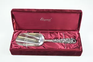 Paletta ghiaccio Elegance Silverplate 9 1/2" rose e nastro su manico con scatola velluto rosso - Foto 1 di 8