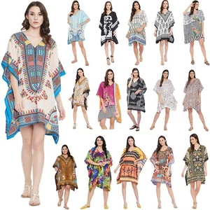 Damen Tunika Top kurz Mini Übergröße Kleid Beachwear Kimono für Weihnachtsgeschenk - Bild 1 von 159