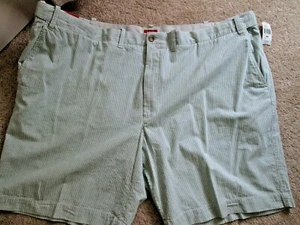 NWT * MEN'S IZOD SZ 50 SEERSUCKER GREEN/WHITE SHORT * LUXURY SPORT - Picture 1 of 4
