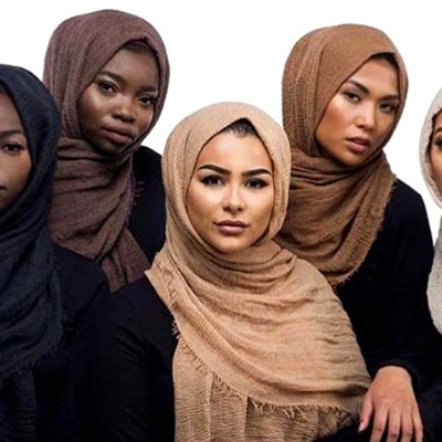 OVERDOSE Neu Crinkle Schal Damen Hijab Einfach Maxi Kopftuch Crimpschals Schal Rüsche